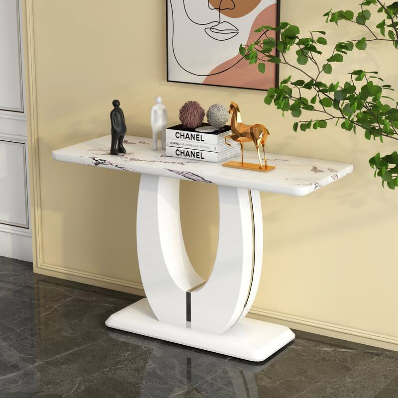 47.2 "x 18" x 29.5 "Modern minimalist striped MDF material rectangular counter dining table for bedroom bedside entrance
