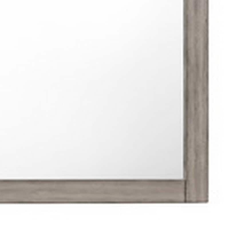 Deena 41 Inch Classic Accent Mirror, Wood Grain, Gray Finish