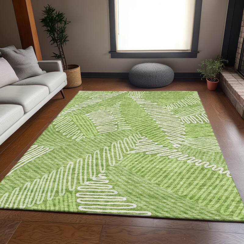 Premium Washable Super Soft Contemporary Leaf Mayfield Rug