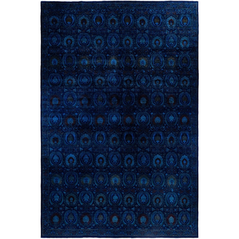 Overdyed One-of-a-Kind Hand-Knotted Area Rug - Navy - 12' 1" x 17' 7"