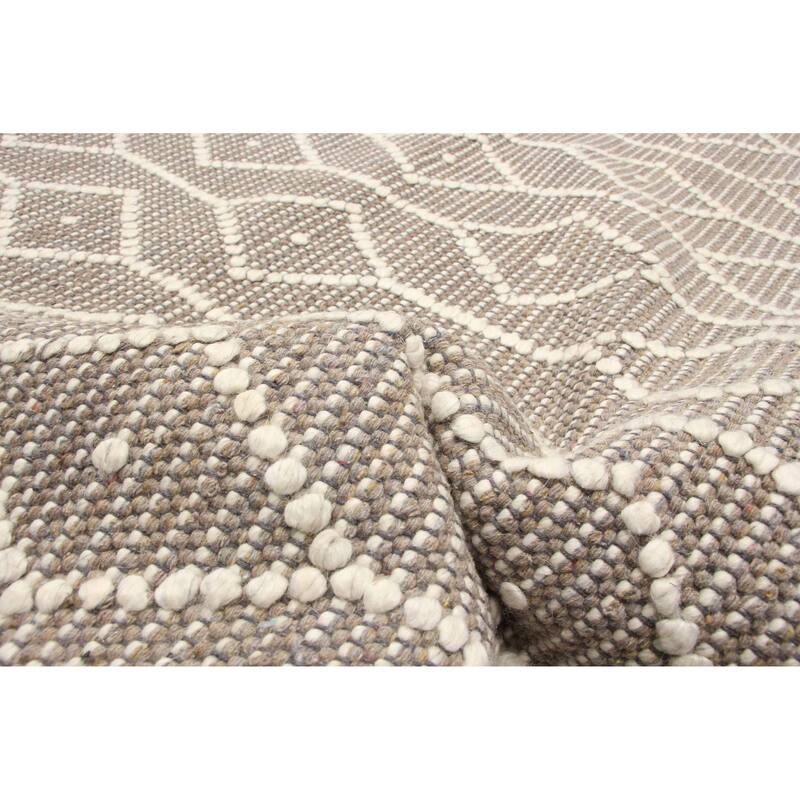 ECARPETGALLERY Braid weave Sienna Taupe Wool Rug - 5'0 x 7'11