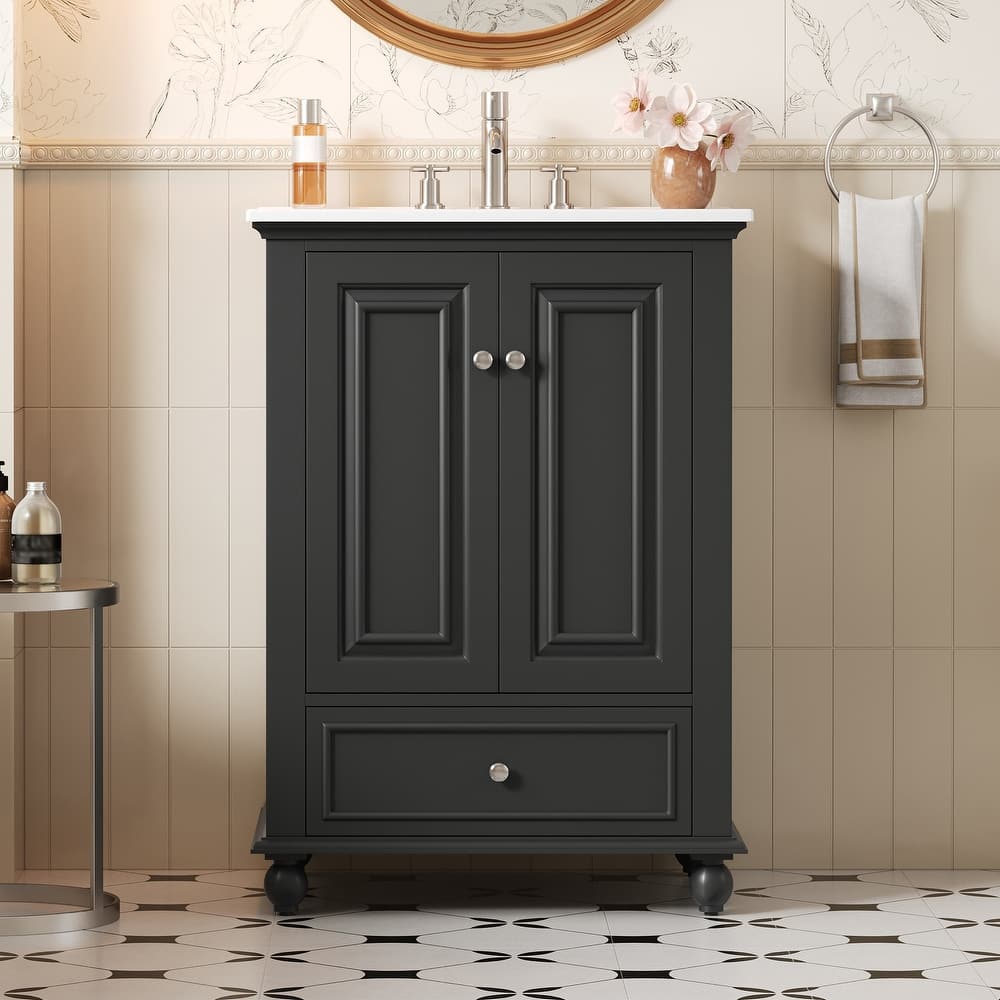 Soft Closing Doors Bathroom Vanity Cabinet with Ceramic Sink