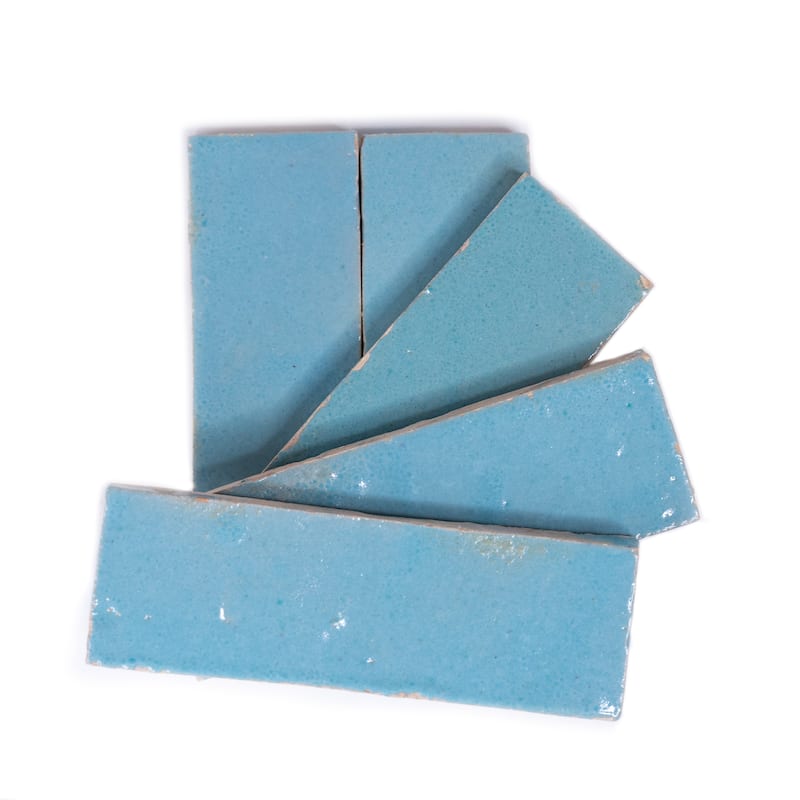 Moroccan Handmade 2''x6'' Solid Color Zellige Tile ,Powder Blue