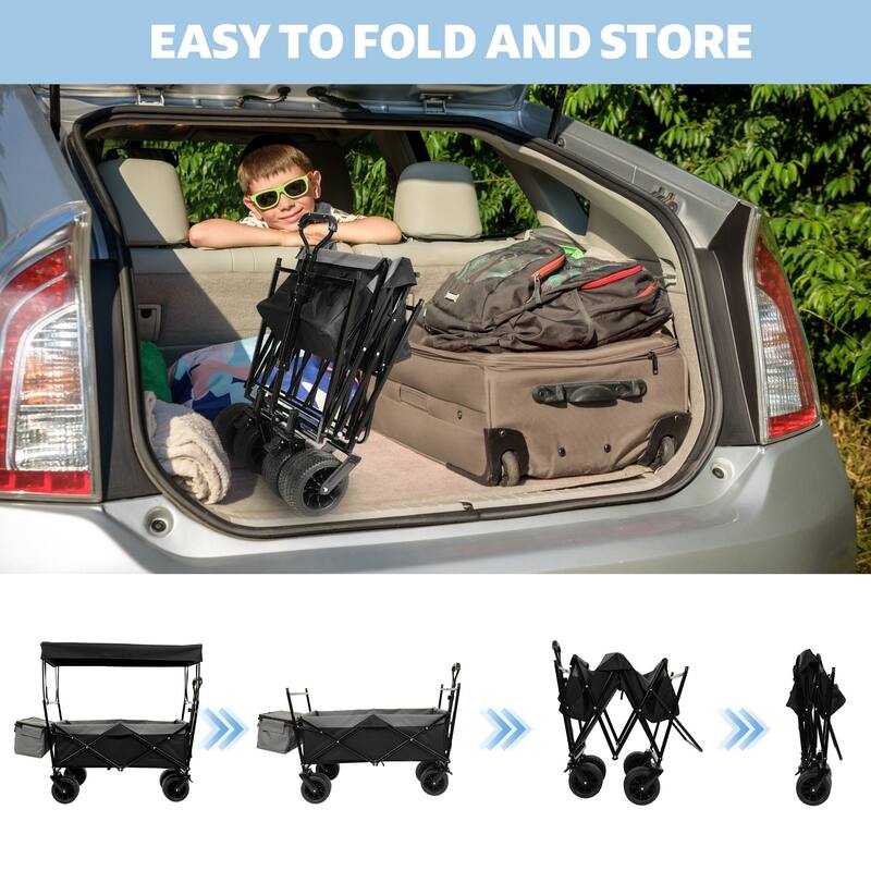 480 lb Folding Wagon Stroller with Canopy & Mosquito Net