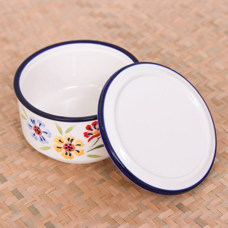 Novica Handmade Primrose Path In Blue Decorative Ceramic Box