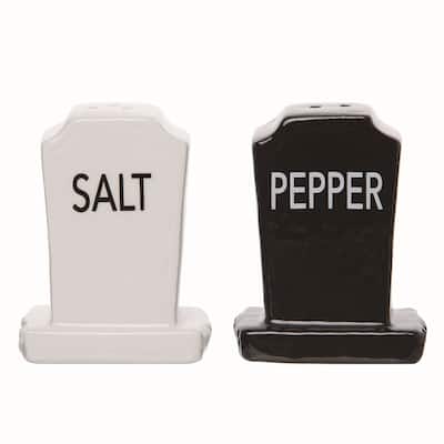 Transpac Ceramic White Halloween Spooky Salt and Pepper Shakers Set of 2