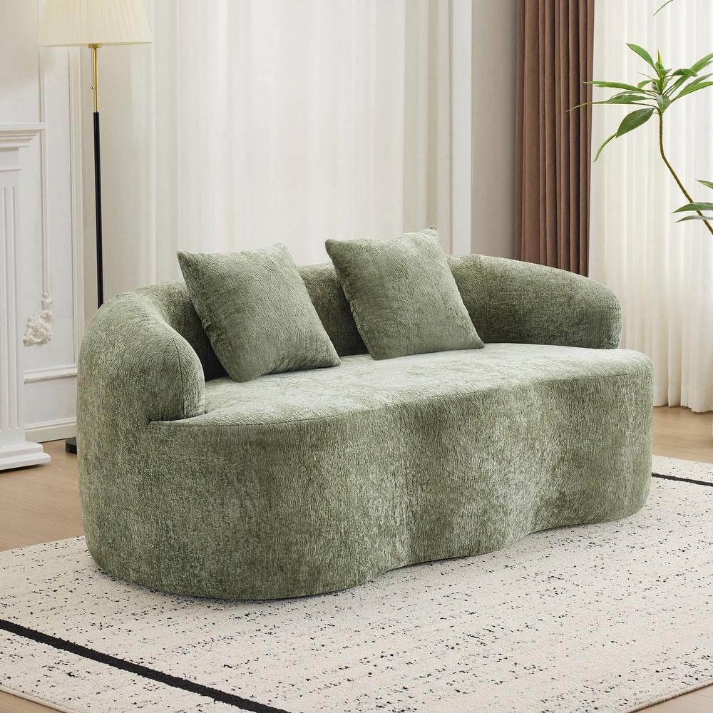 Versatile Loveseat Sofa Couch for Living Room Bedroom, Comfortable Curved Loveseat Sofa with Round Armrests
