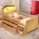 preview thumbnail 1 of 12, Wooden Twin Loft Bed with House Shape Headboard, Kids Loft Bed with Storage Drawers Natural