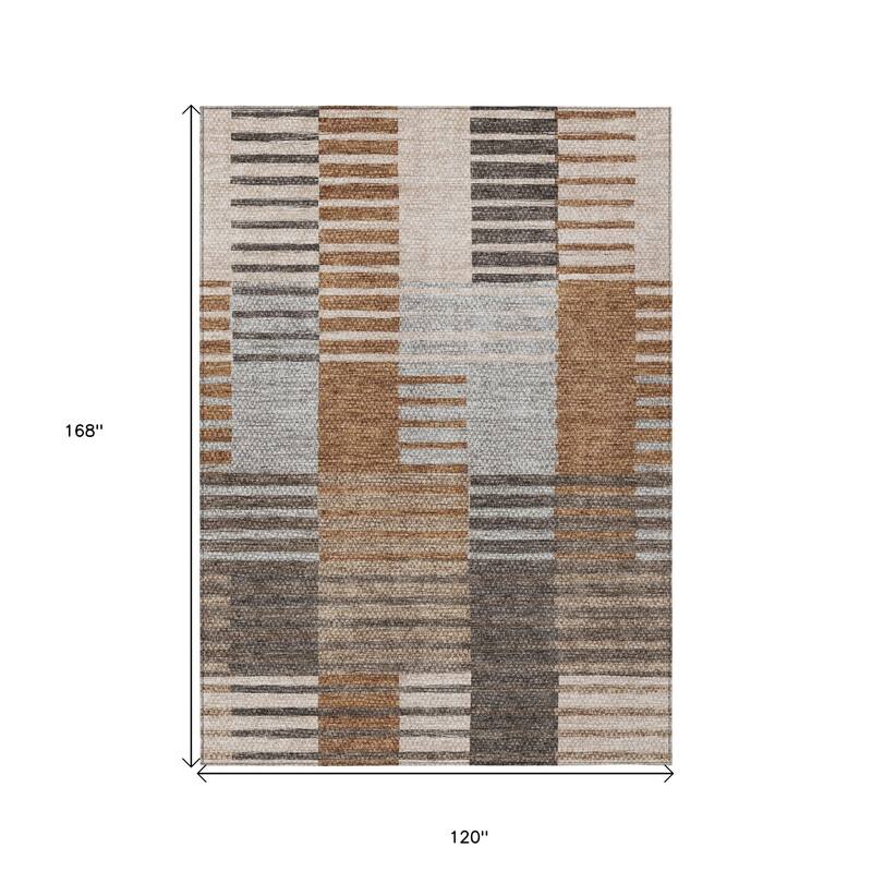 HomeRoots Striped Transitional Rectangle Outdoor Rug
