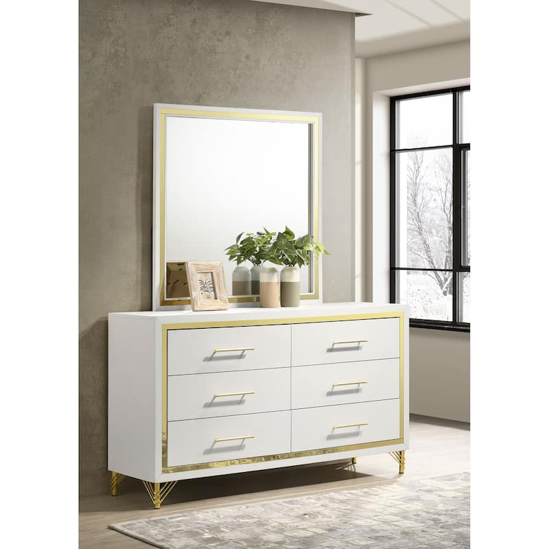 Lucia Modern Classic 6-drawer Dresser White