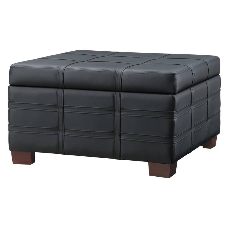 Detour Strap Square Storage Ottoman in Faux Leather