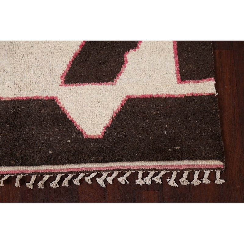 Modern Abstract Moroccan Oriental Area Rug Hand-knotted Wool Carpet - 5'11" x 9'10"