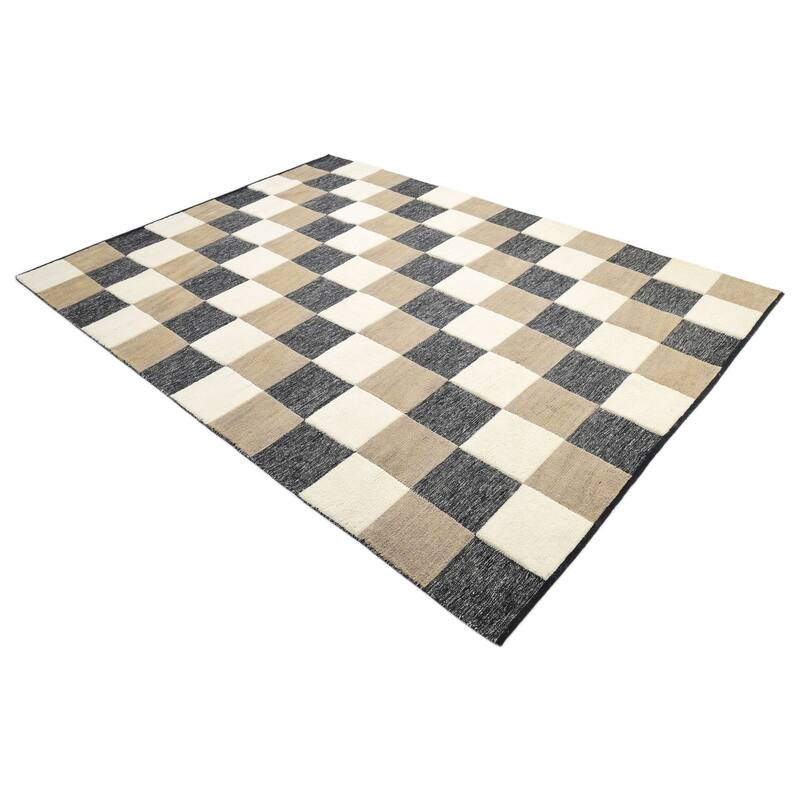 Overton Handmade Modern Contemporary Checkered Area Rug