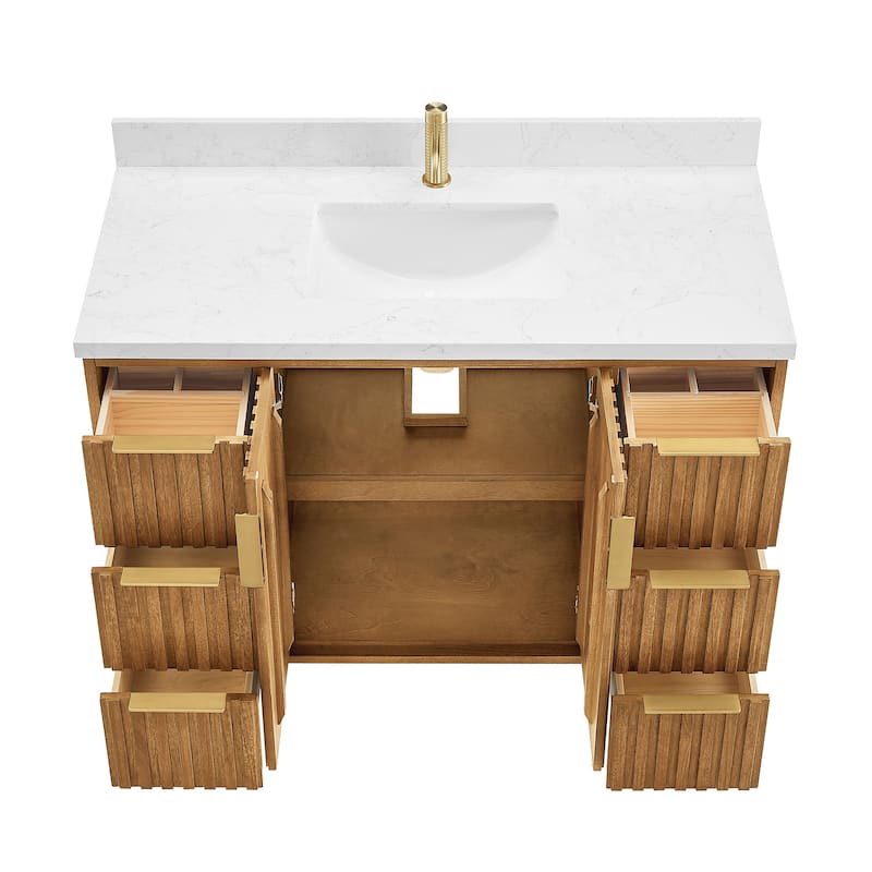 Bangkok Bath Vanity with White Grain Stone Top, no Mirror