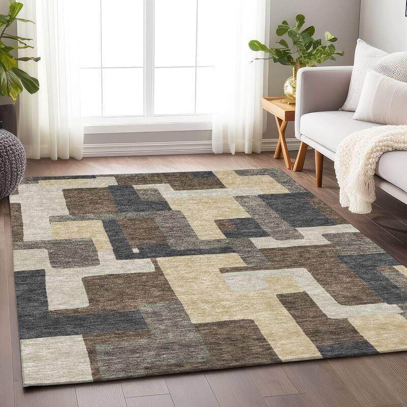 Premium Washable Super Soft Modern Geo Mayfield Rug - Chocolate - 8' x 10' - Rectangle