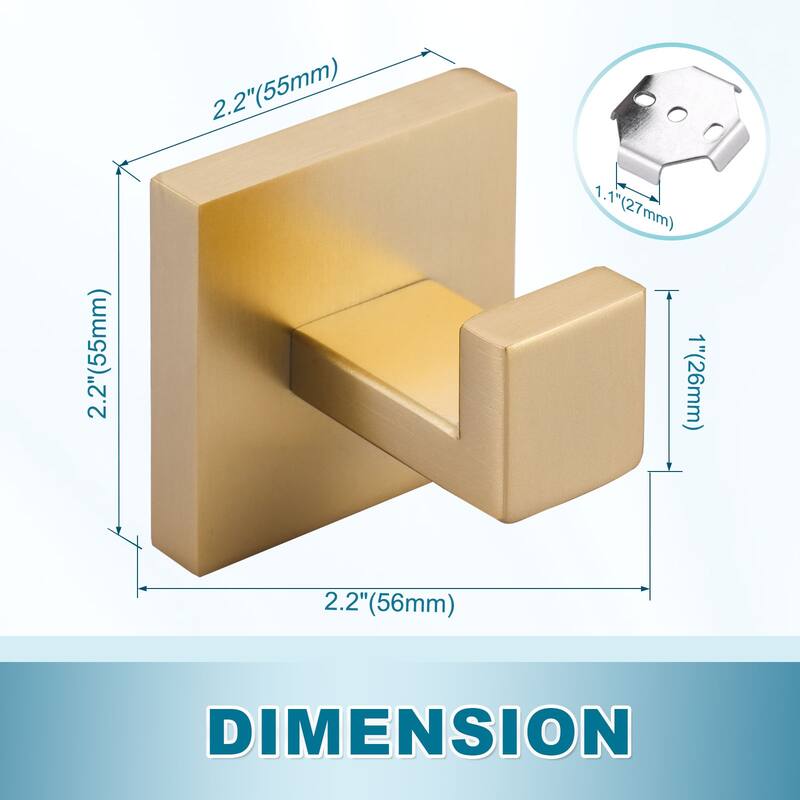 WOWOW J-Hook Wall Mount Robe/Towel Hook 4PCS