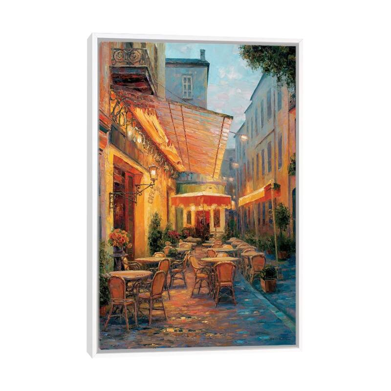 iCanvas "Cafe Van Gogh 2008, Arles France" by Haixia Liu Framed Canvas Print - White - 40x26