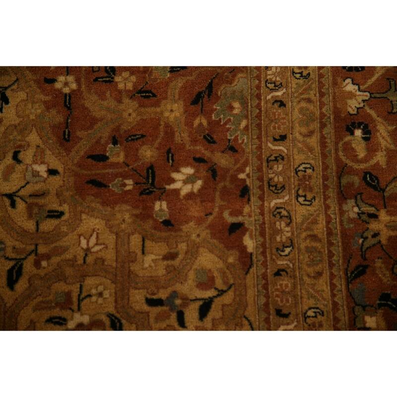Hand Knotted Oriental 100% Wool Carpet Traditional Floral Black Kashan Area Rug - 18' 0'' X 12' 2''