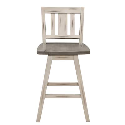 Vertical Slat Back Counter Height Chairs Set of 2,Solid Rubberwood Bar Chairs