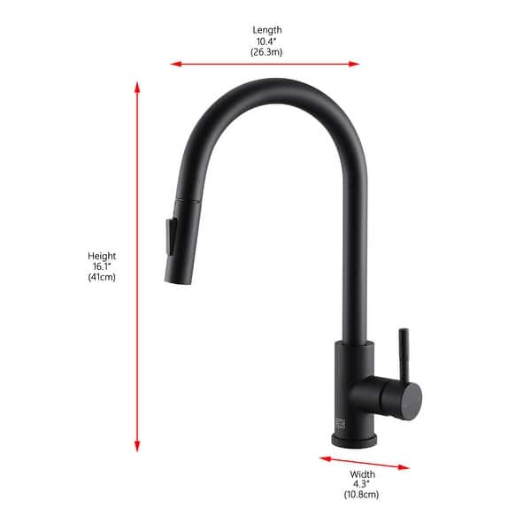 dimension image slide 2 of 3, Elegant Lighting FAK-302 Jack 1.8 GPM Single Hole Pull Down Kitchen