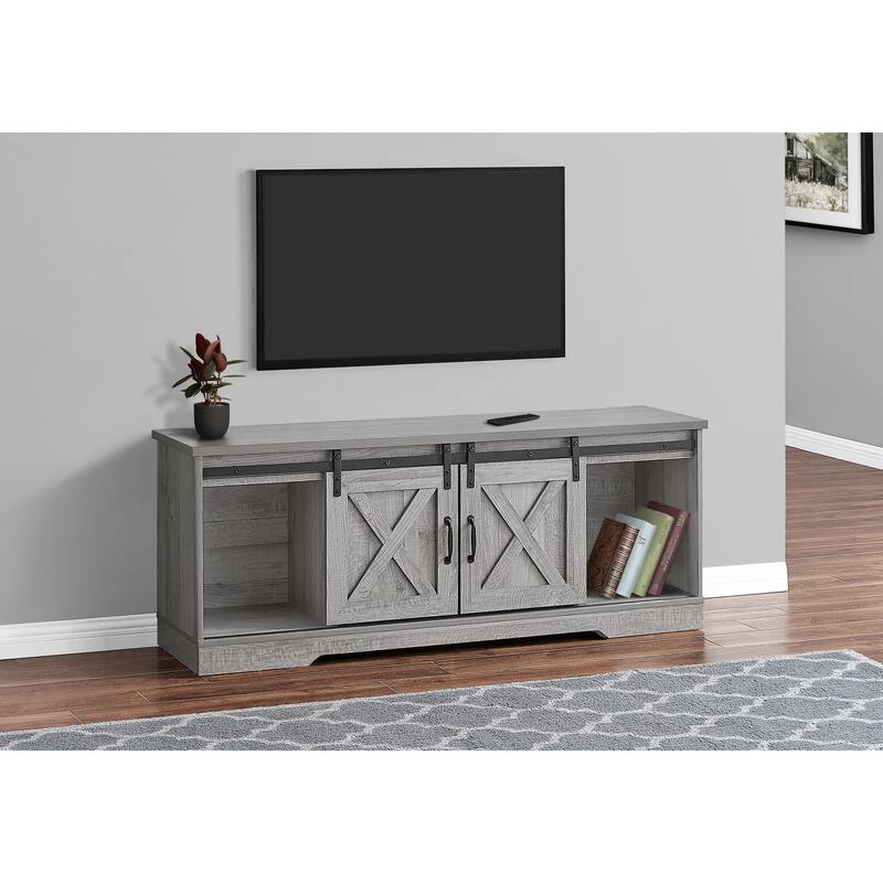 60" TV Stand with Sliding Barn Doors, Adjustable Shelves & Cable Management