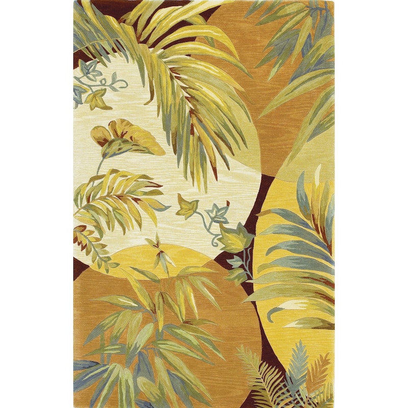 Domani Classics Golden Tropics Wool Hand-tufted Rug - 7'9" x 9'6" - Gold