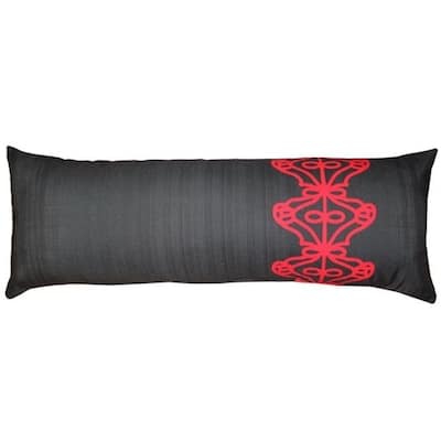 Charcoal Scroll 12x35 Outdoor Throw Pillow with Polyfill Insert