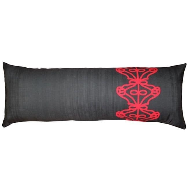 Charcoal Scroll 12x35 Outdoor Throw Pillow with Polyfill Insert