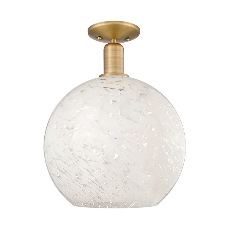 Innovations Lighting Endless Possibilities Arcadia - White Mouchette - 1 Light 12" Semi-Flush Mount - Brushed Brass