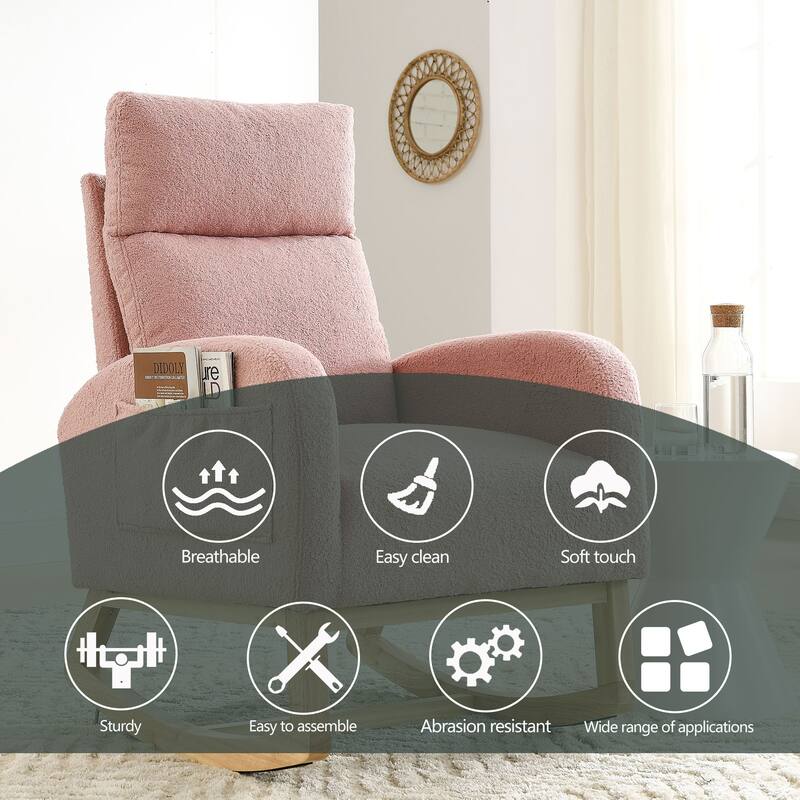 GDFStudio - Emilia Modern Fabric Upholstered Rocking Chair with Ergonomic Design and Side Pockets - 27.6 "W