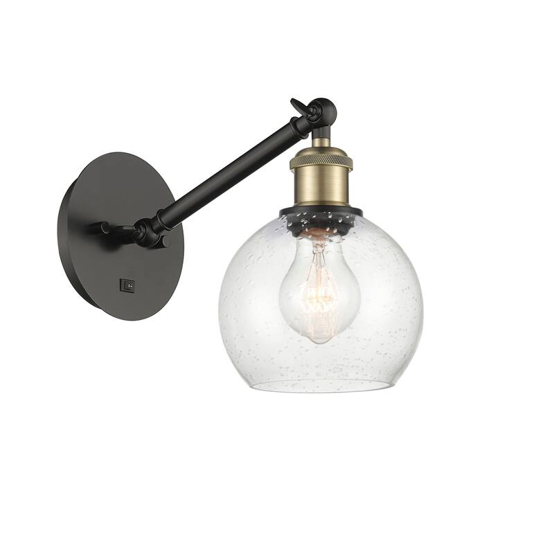 Innovations Lighting 317-1W-12-6 Athens Sconce Athens 12" Tall Wall - Black Antique Brass / Seedy