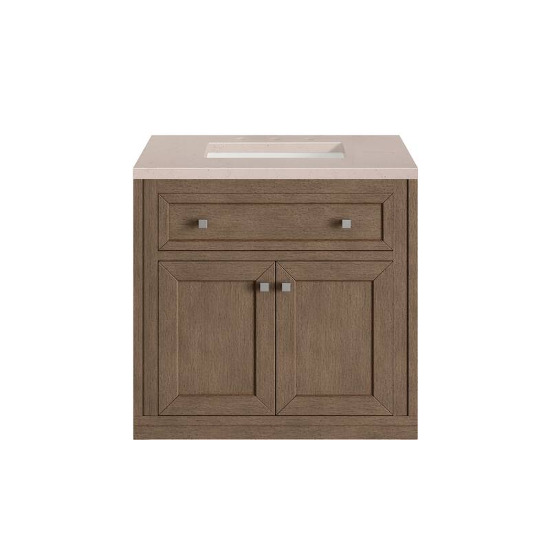 James Martin Vanities Chicago 30" Single Vanity, Whitewashed Walnut - Eternal Marfil Quartz