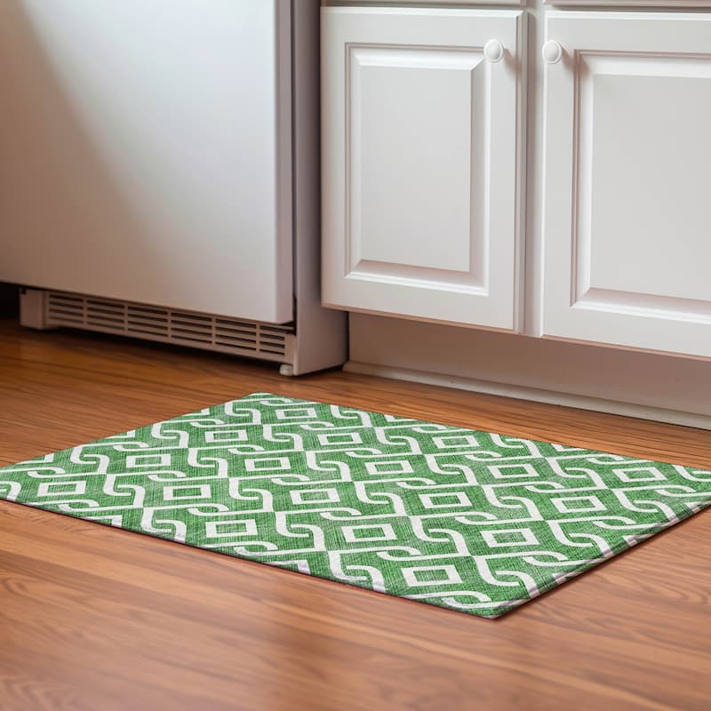 Premium Washable Super Soft Modern Medallions Mayfield Rug - Emerald - 1' 8" x 2' 6" - Rectangle
