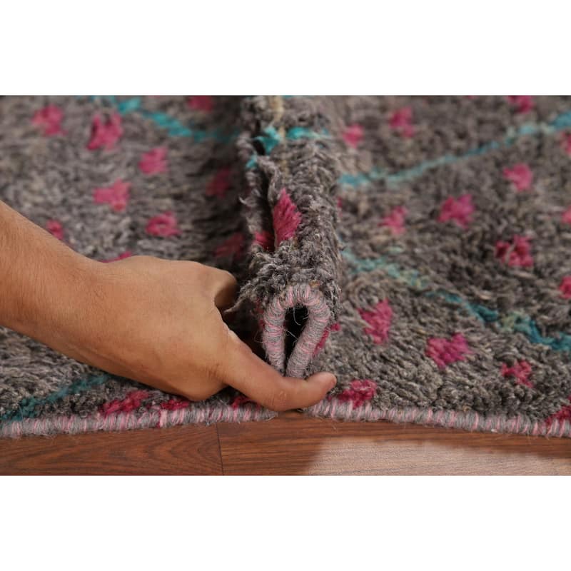 Trellis Plush Geometric Moroccan Oriental Rug Hand-Knotted Wool Carpet - 3'0" x 5'6"