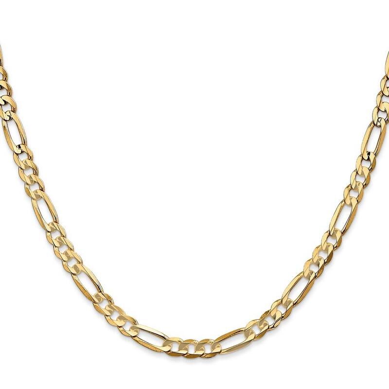 Curata 10k Yellow Gold Solid Polished Lobster Claw Closure 4.5mm Light Figaro Chain Bracelet