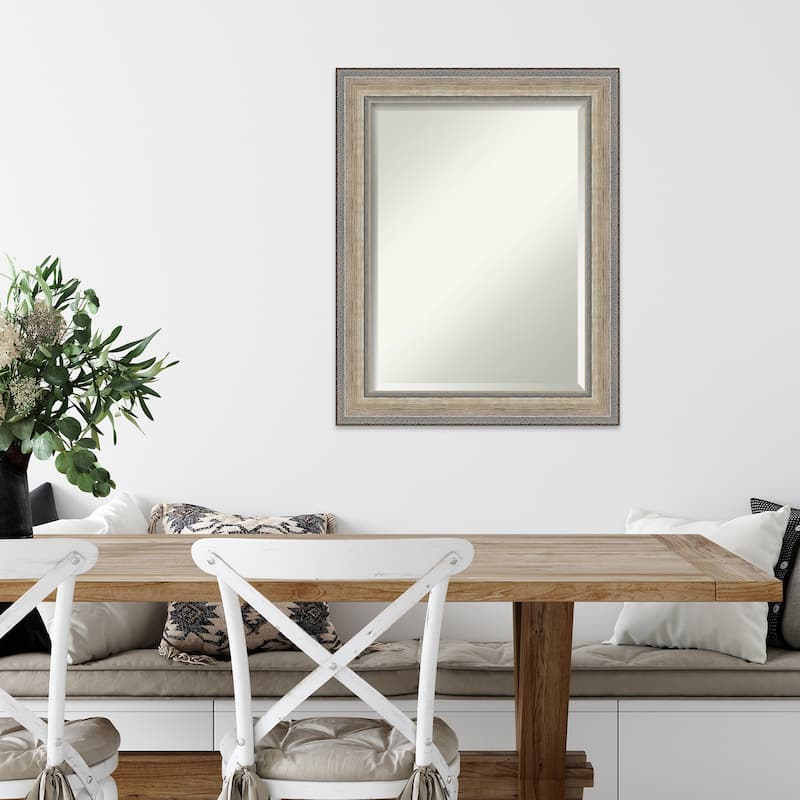 Fleur Silver Beveled Wood Framed Wall Mirror - Fleur Champagne Silver