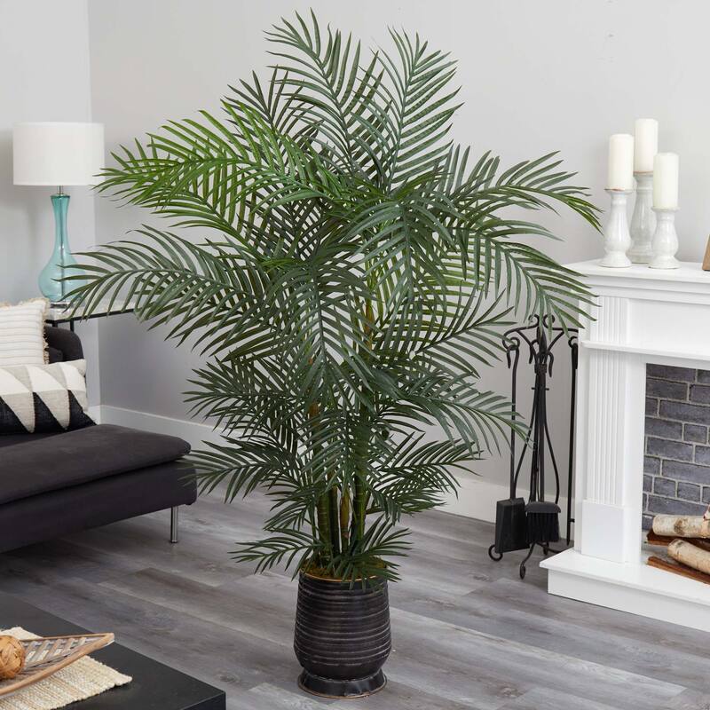 Areca Artificial Palm Outdoor Tree in Decorative Planter - 65"