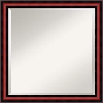 Beveled Wood Bathroom Wall Mirror - Rubino Cherry Scoop Frame - Outer Size: 23 x 23 in