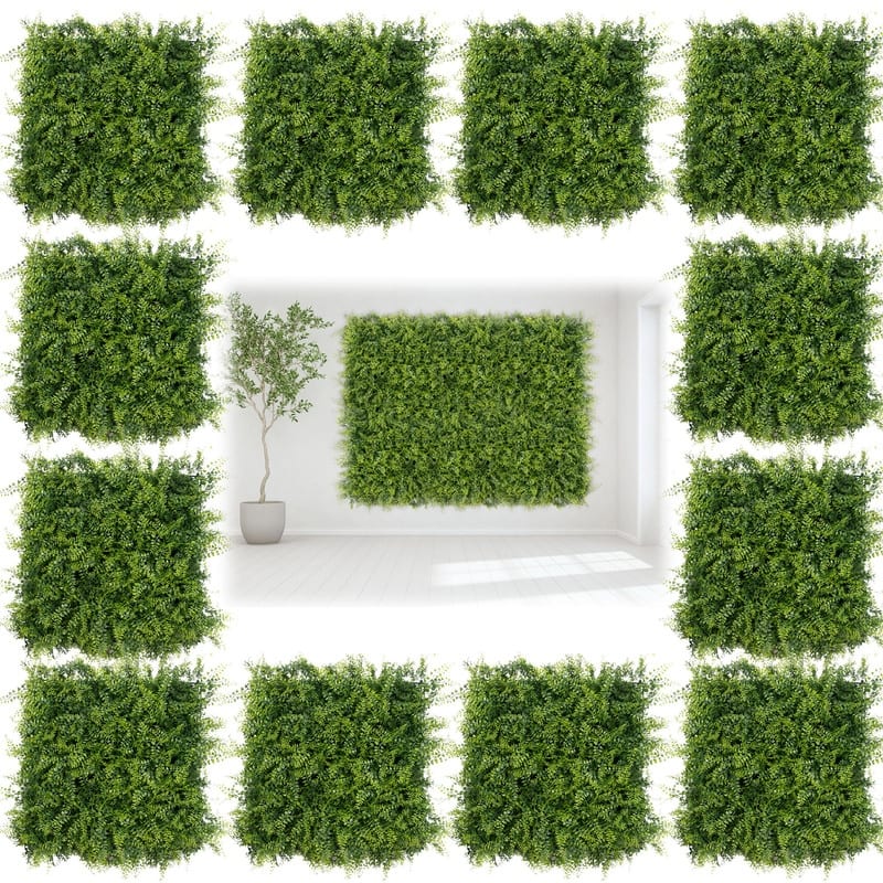 Artificial Grass Wall Panels, Privacy Fence Screen, Faux Grass Backdrop, 12Pcs 20" x 20"