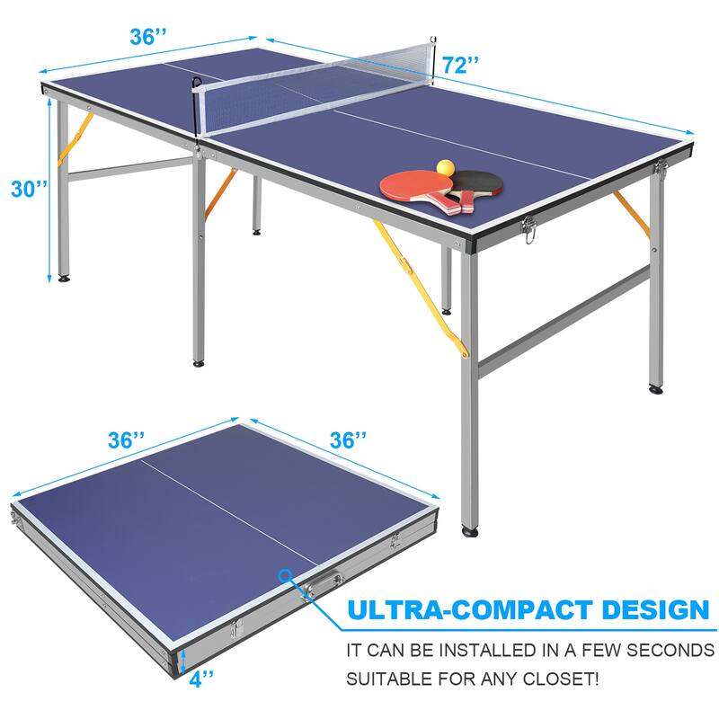 Portable, Foldable Table Tennis Kit for Indoor & Outdoor Use by MDF
