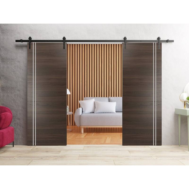 Sturdy Double Barn Door 36 x 80 with Planum 0310 Chocolate Ash with 13FT
