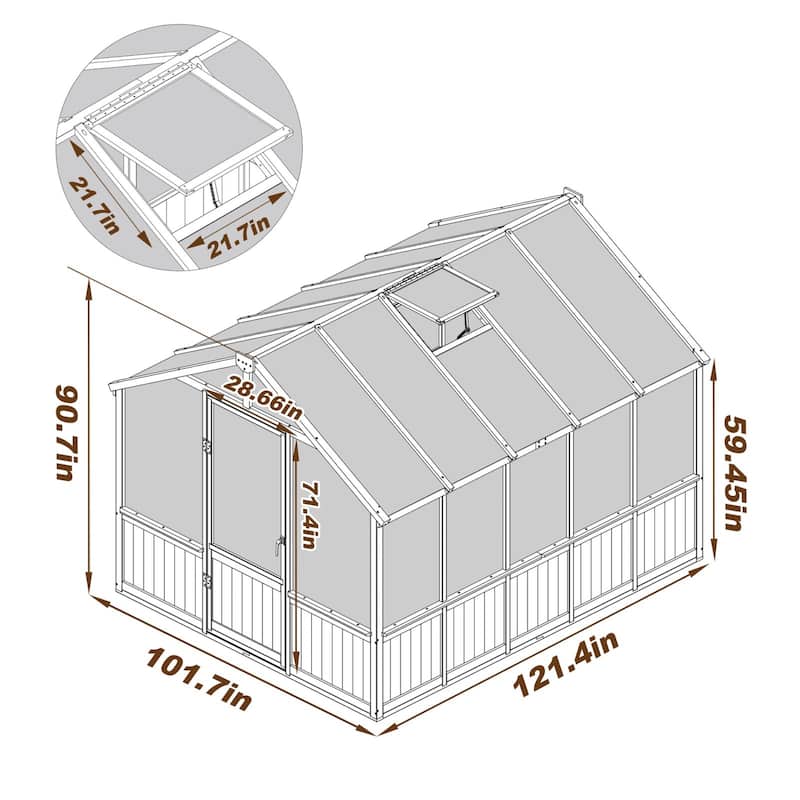 VEIKOUS Walk-in Wooden Greenhouse for Outside, Garden and Backyard, Black Greenhouse