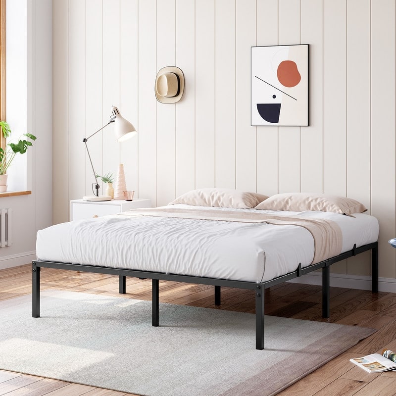 Bed Frame with Sturdy Metal Slats Support