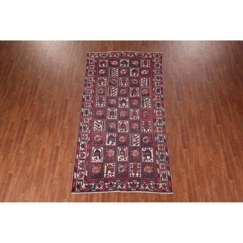 Handmade Garden Design Tribal Bakhtiari Persian Vintage Wool Carpet - 5'3"x 10'0"