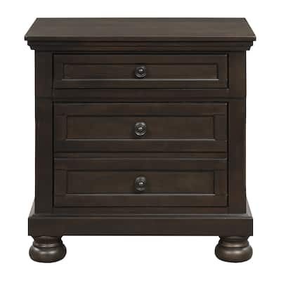 Transitional Design Nightstand Two Dovetail Drawers Bun Feet Wooden Furniture