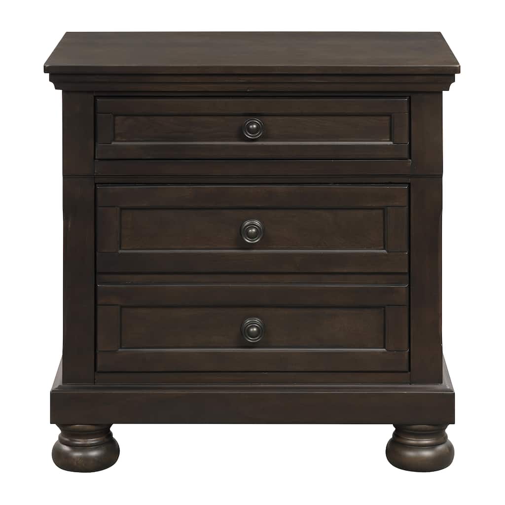 Transitional Design Nightstand Two Dovetail Drawers Bun Feet Wooden Furniture