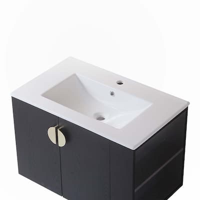 30" Bathroom Vanity with Sink,Solid Wood,Black