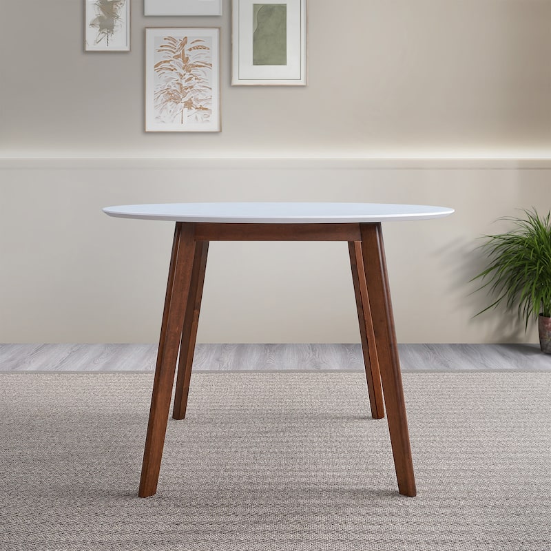Waleska Contemporary Solid Wood White Top Round Dining Table