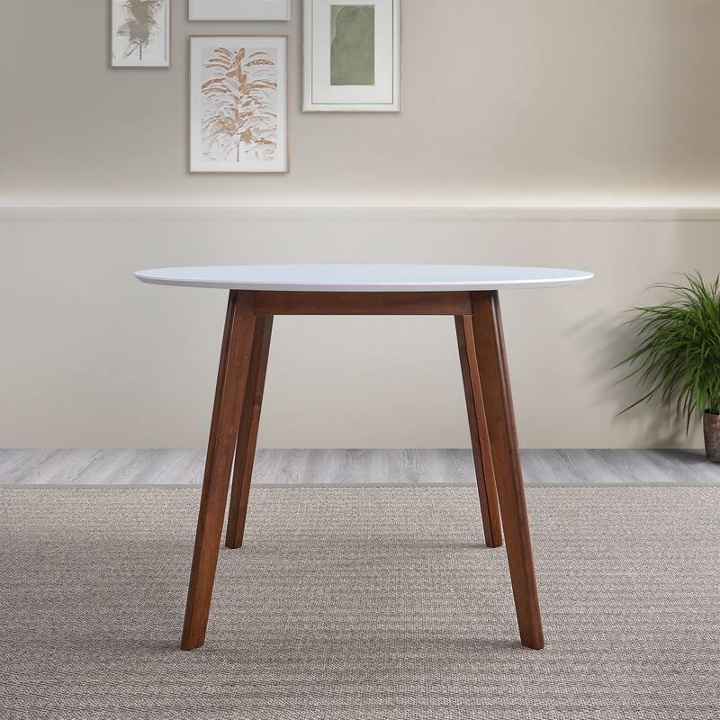 Waleska Contemporary Solid Wood White Top Round Dining Table