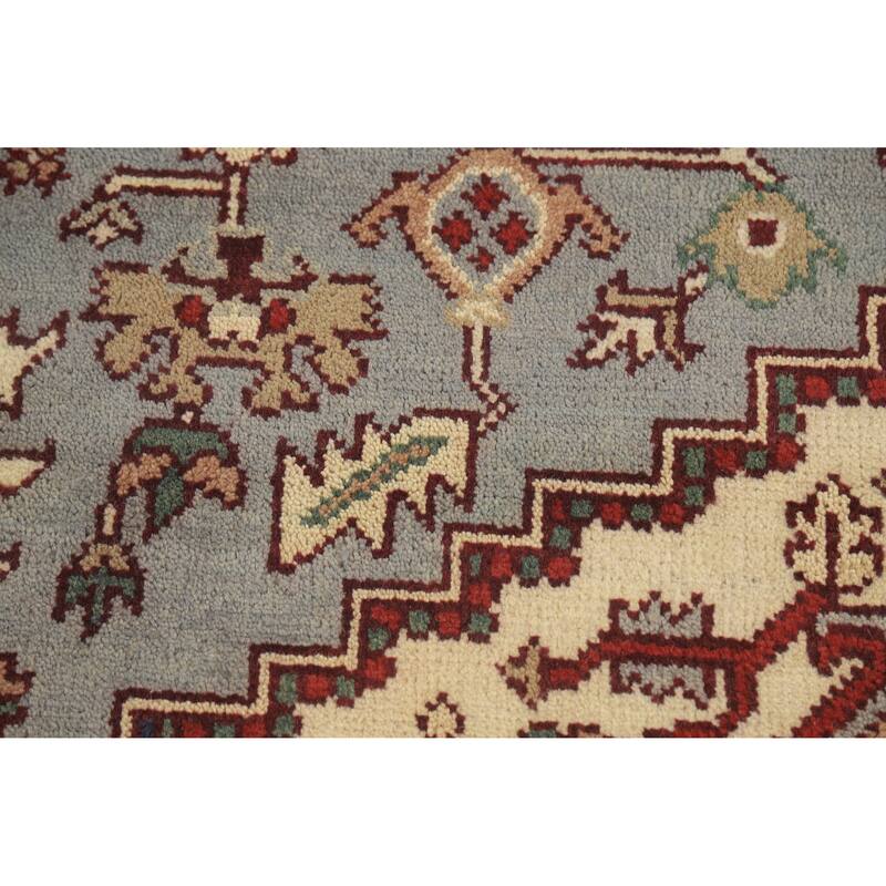 Hand Knotted Oriental 100% Wool Carpet Traditional Medallion Navy Blue & Blues Heriz (serapi) Area Rug - 9' 9'' X 7' 11''